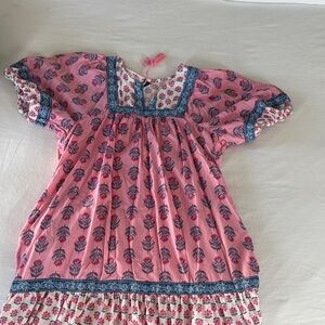 Old Navy Pink Floral Mini Dress with Blue Trim